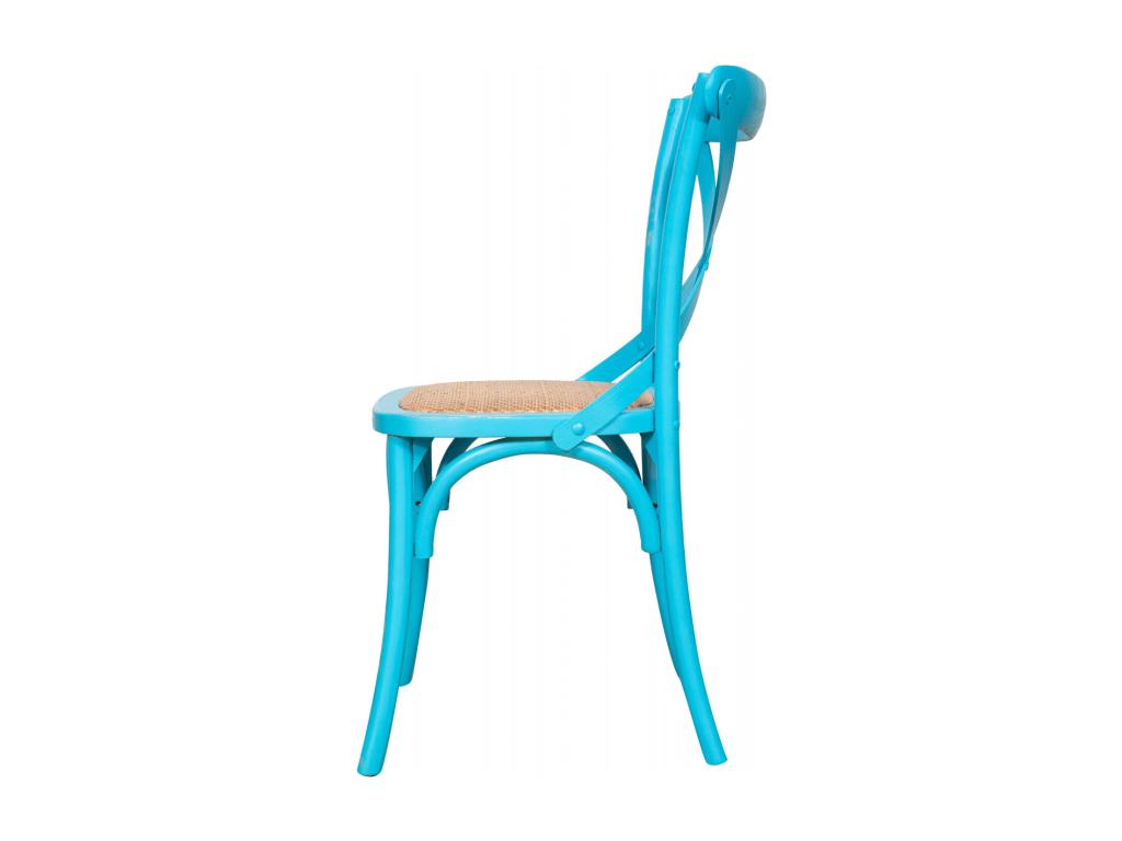 Homzora Harmonie Chair – Solid wood with an antique finish and a blue rattan seat – Perfect for the Homzora Dining Room and Living Room – 48x52x88 cm