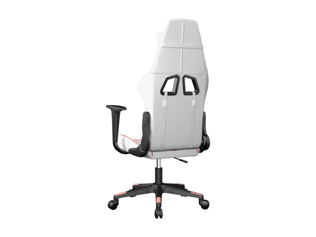 White and pink faux leather gaming chair