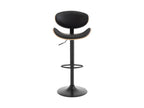 Set of 2 bar stools in faux oak veneer and metal - Adjustable height - Light natural and Black - MONTENEGRO