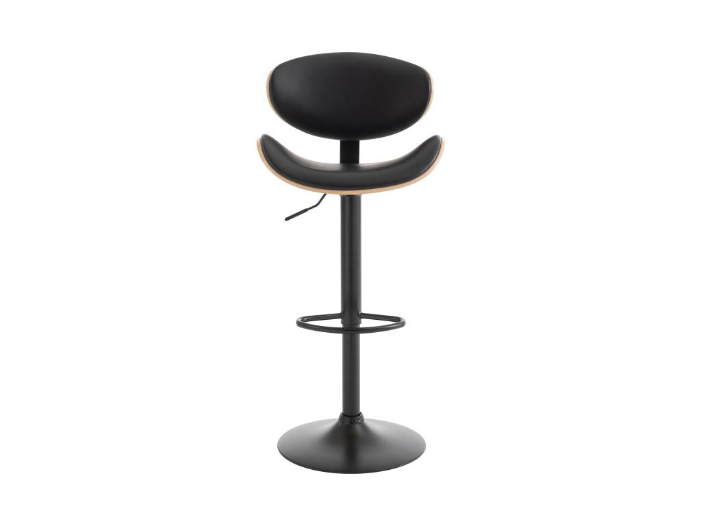 Set of 2 bar stools in faux oak veneer and metal - Adjustable height - Light natural and Black - MONTENEGRO