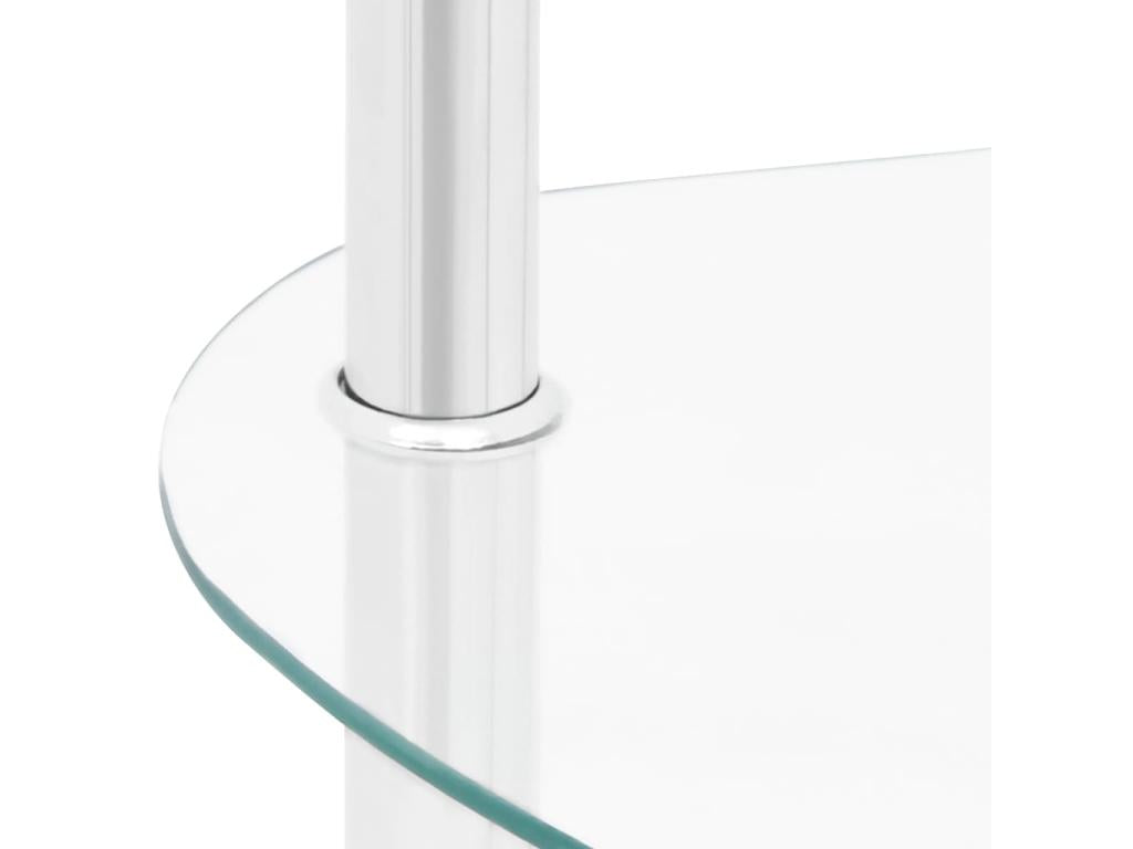 2-Tier Side Table, Transparent, 38x38x50 cm, Tempered Glass