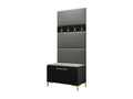Homzora 102 Hallway Unit 196x84x46cm Black Laminate - Upholstery Wall-Mounted - Freestanding