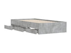 Bed frame and drawers, concrete grey, 90x190 cm, engineered wood