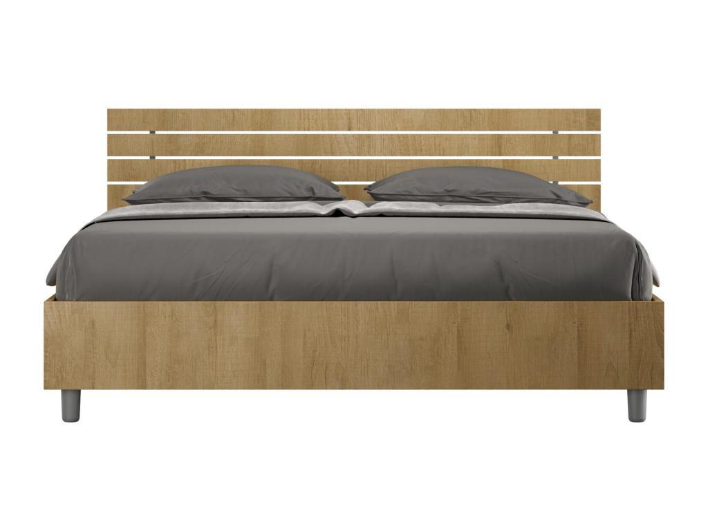 Bed without slatted base 160x190 with inclined headboard and natural oak slats Homzora