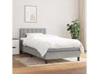 Upholstered bed base and mattress, light grey, 90x190 cm, fabric