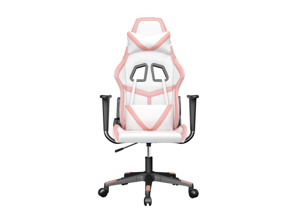 White and pink faux leather gaming chair