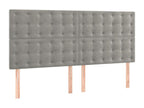 Upholstered bed base and mattress, light grey, 200x200cm, velvet