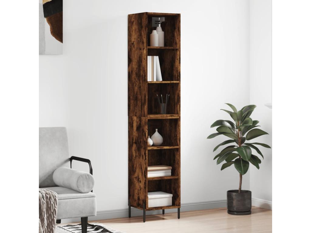 Smoked Oak Highboard 34.5x32.5x180 cm Engineered Wood