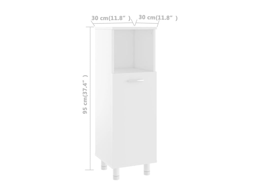 White bathroom cabinet, 30x30x95 cm, engineered wood