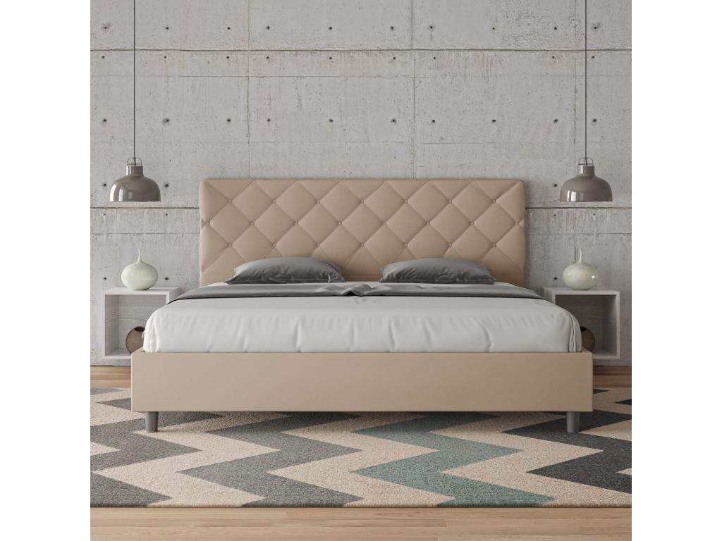 Homzora size bed without slatted base, upholstered 200x210 cm, Homzora faux leather