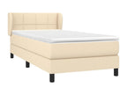 Upholstered bed base with mattress, Cream, 80x200 cm, Fabric