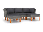 5-piece garden furniture set with cushions, woven resin, grey, 28
