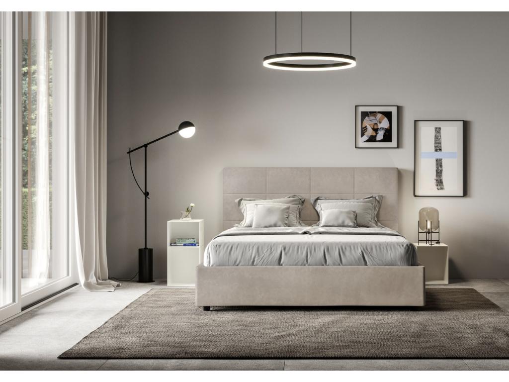 Homzora Microfiber Upholstered Bed - Beige - 160x200 - Optional Storage