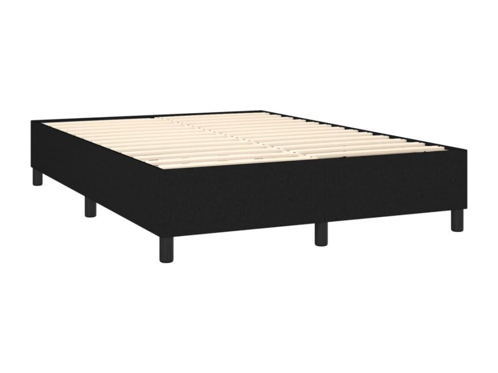 Upholstered bed base with mattress and LED lighting, black, 140x190 cm, fabric