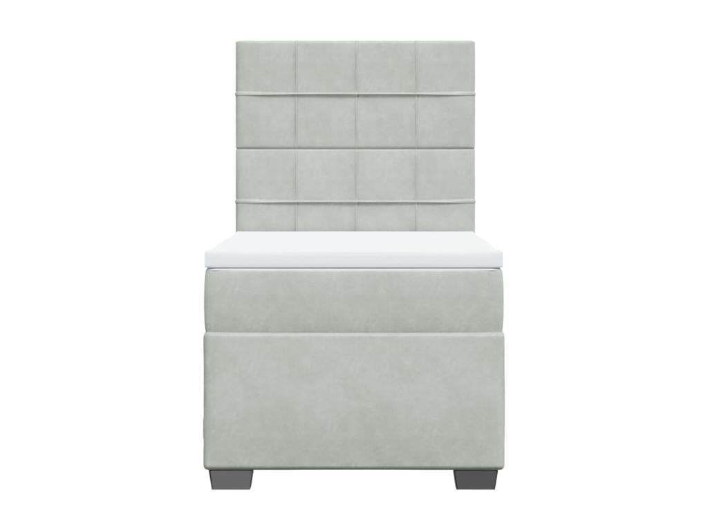 Homzora bed base and mattress, light grey, 80x200 cm, velvet