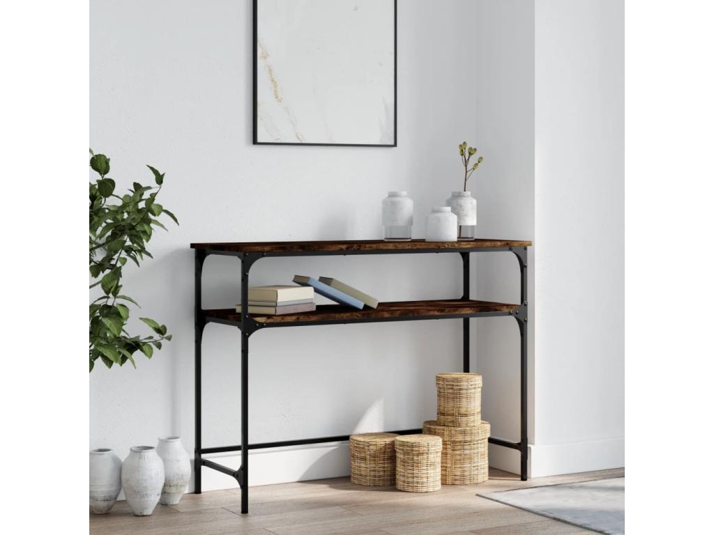 Smoked oak console table, 100x35.5x75 cm, engineered wood