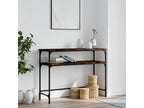Smoked oak console table, 100x35.5x75 cm, engineered wood