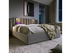Storage bed, Upholstered double bed, Reading bed with loading function, Headboard, Storage space, Velvet bed frame, 160x200 cm, Grey
