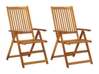 Homzora Wooden Reclining Garden Chairs, Set of 2 with Cushions