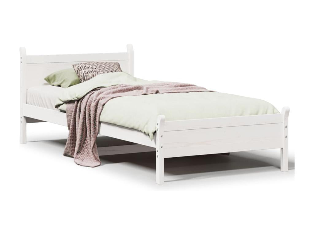 Bed frame without white mattress 90x190 cm solid pine wood