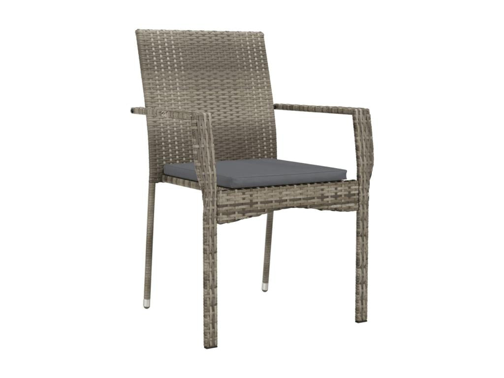 3-piece garden dining set with cushions, grey