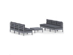 7-piece garden furniture set with cushions, anthracite pine wood