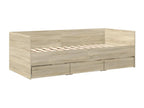 Homzora oak daybed with drawers, 75x190cm, engineered wood