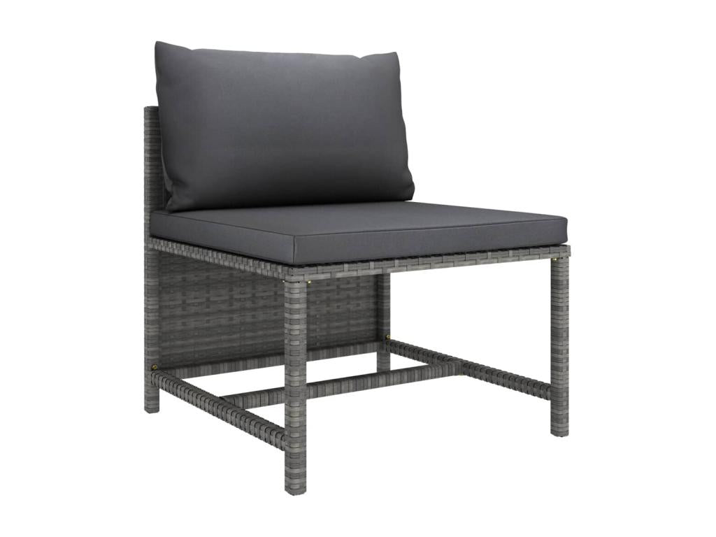 12-piece garden furniture set with cushions, grey woven resin