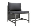 12-piece garden furniture set with cushions, grey woven resin