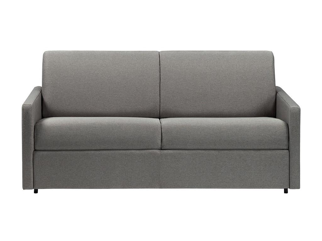 3-seater sofa bed with express conversion in light grey fabric - 140cm wide sleeping area - 18cm Doucezen mattress