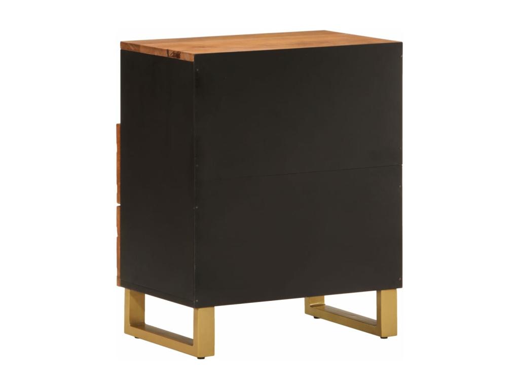 Brown and black bedside table 50x33x60 solid mango wood