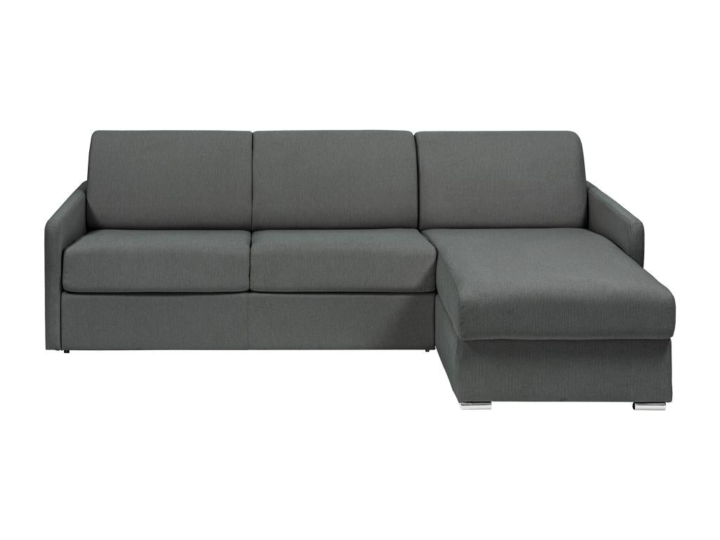 Express convertible and reversible corner sofa in grey fabric - 140 cm sleeping area - 14 cm mattress - Homzora