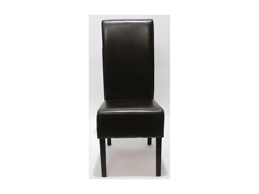 Set of 2 Homzora dining chairs in bonded leather - brown with dark legs