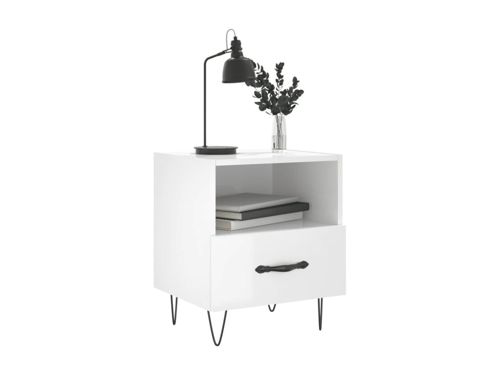 Bedside tables, 2 pcs, glossy white, 40x35x47.5