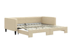 Daybed with pull-out bed, cream color, 100x200 cm, fabric