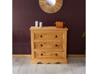 Homzora Mexican-style wooden sideboard/chest of drawers with 3 large solid pine drawers, stained and waxed finish