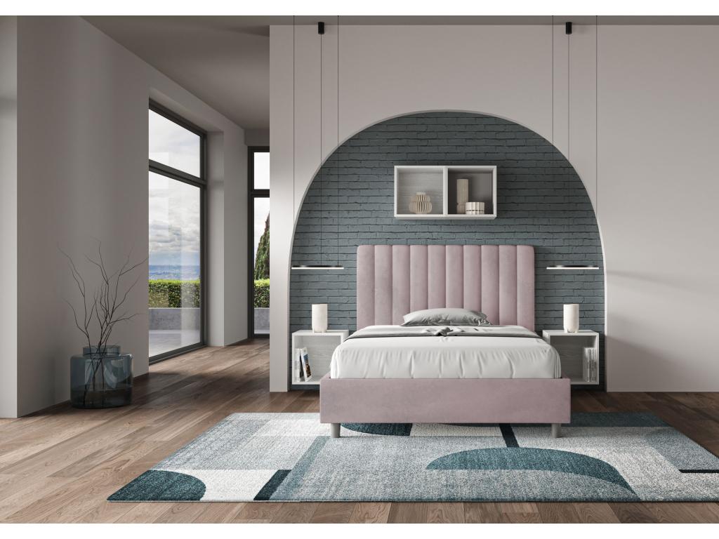 Homzora 1.5-person bed with 120x210 microfiber upholstered slatted base