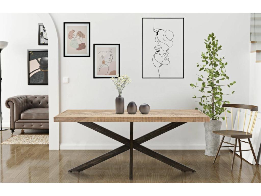 Homzora Fixed Table, Kitchen Shelf, Dining Console, Rectangular Fixed Table 180x90 h77 cm, Brown and Black