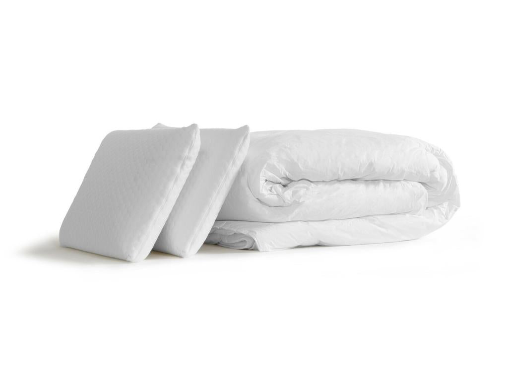 Homzora Bio Memory Foam Mattress and Bed Base Set, Grey, 140x200cm, Extra Thick, 5 Comfort Zones, Duvet, 2 Pillows