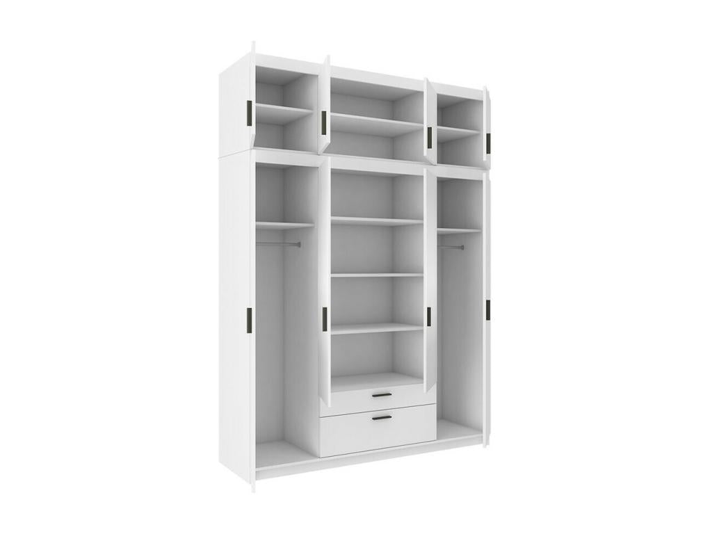 Homzora 106 White Wardrobe 246x176x53cm Wardrobe Doors with Hinges
