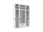 Homzora 106 White Wardrobe 246x176x53cm Wardrobe Doors with Hinges