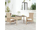 Garden table with glass top, woven resin, tempered glass
