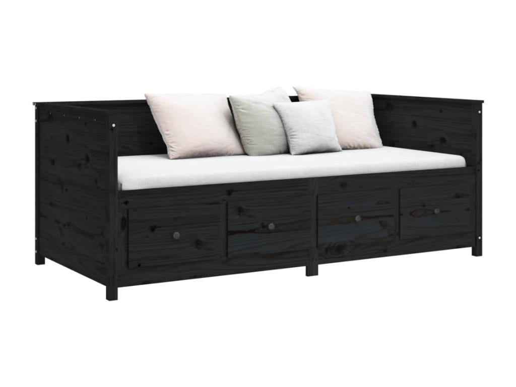 Black daybed 90x200 cm Solid pine wood