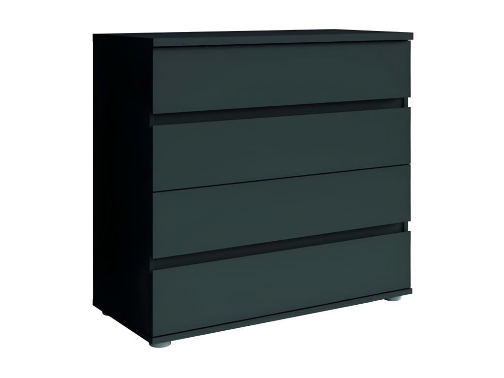 Homzora bedroom set - 180x200 cm bed with slatted base, 2 drawers, bedside tables, wardrobe and chest of drawers - graphite grey