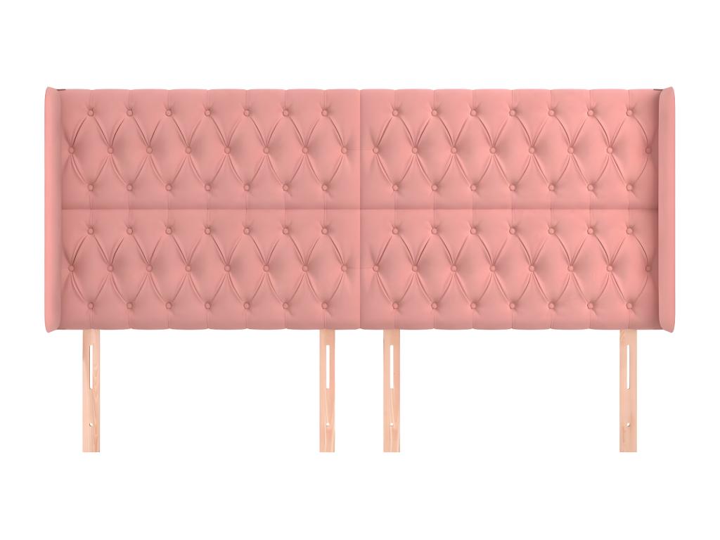 Pink Headboard with Wings 183x16x118/128 cm Velvet