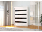 Homzora 150cm White Bedroom Wardrobe with 2 Sliding Doors, Matte White and Black Lacquered