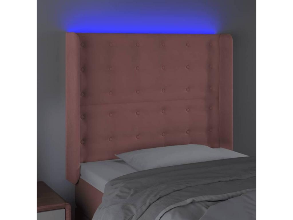Pink LED Headboard 103x16x118/128 cm Velvet