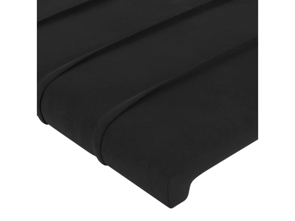 Headboard with wings, Black, 147x23x78/88 cm, Velvet