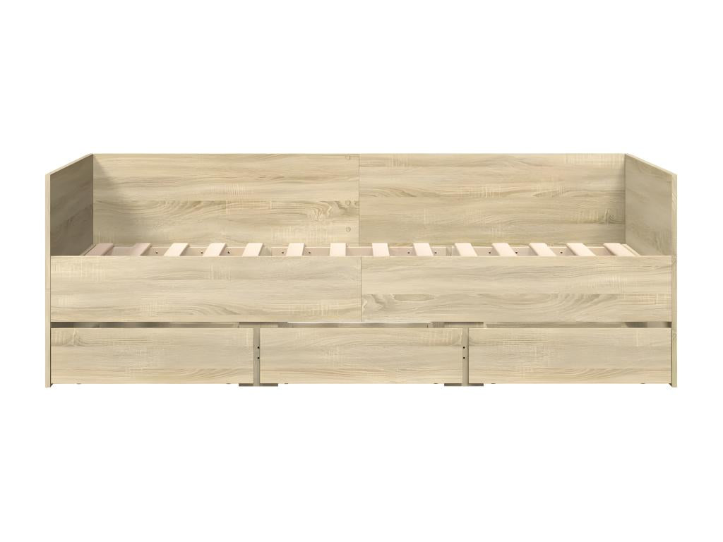 Homzora oak daybed with drawers, 75x190cm, engineered wood
