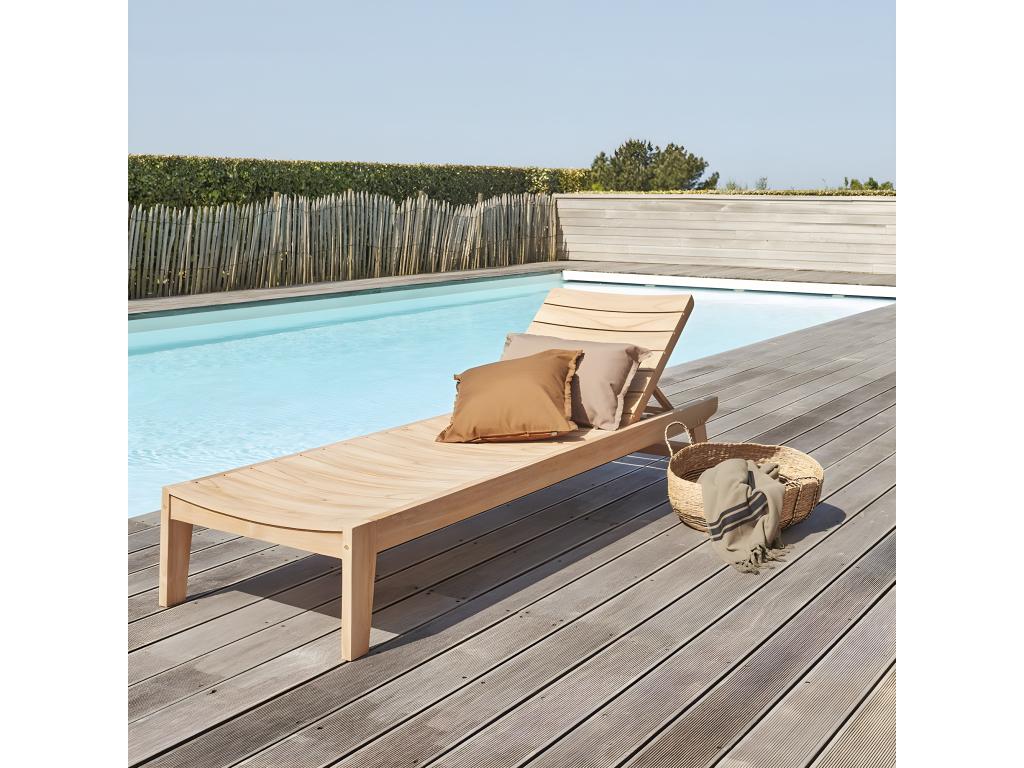 Solid teak sun lounger